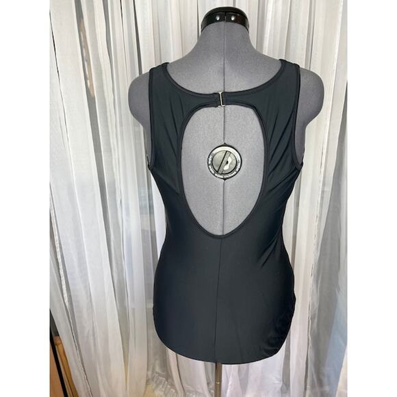 CHristina one piece swimsuit Vintage black lace front mesh - Picture 4 of 12